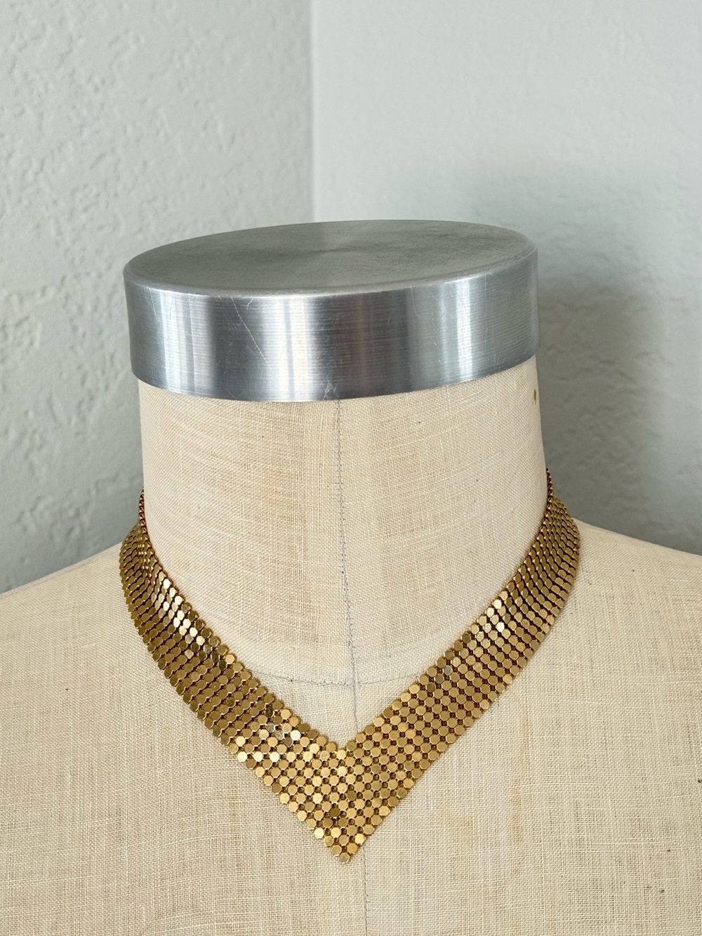 Whiting and Davis Style Mesh Goldtone Necklace